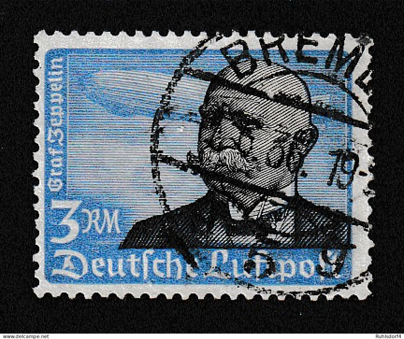 3. Reich: 3 RM Graf Zeppelin Mit Waager. Gummierung,  Gest., Gepr. Schlegel  - Variétés & Curiosités