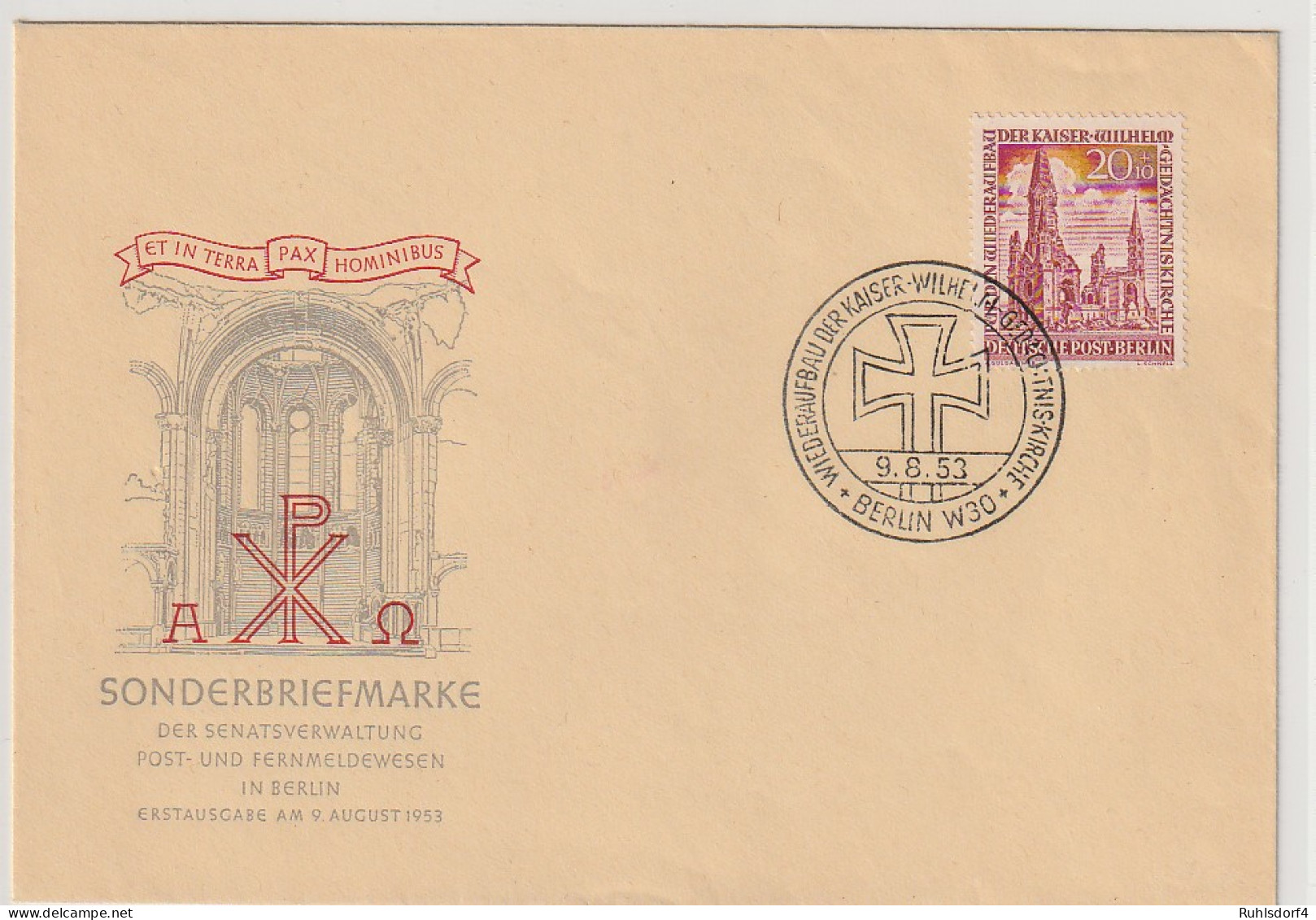 Berlin: FDC  20 Pfg. Gedächtniskirche, 1953 - Sonstige & Ohne Zuordnung