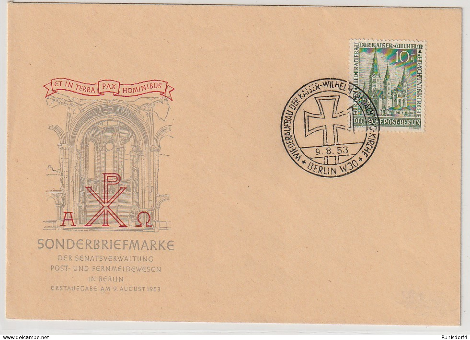 Berlin: FDC  10 Pfg. Gedächtniskirche, 1953 - Autres & Non Classés