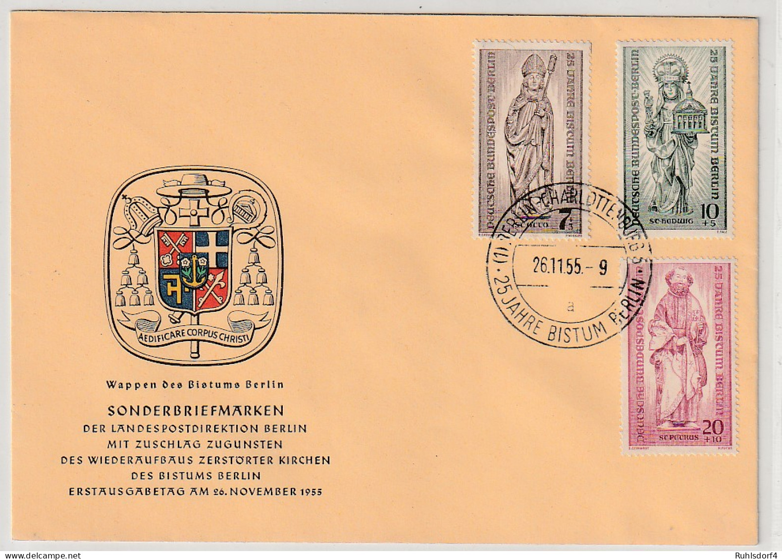 Berlin: FDC  Wiederaufbau Zerstörter Kirchen, 1955 - Otros & Sin Clasificación