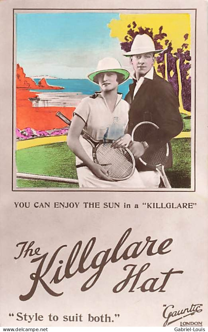 Tennis Couple Raquette The Killglare Hat London Publicité 1910 Chapeau - Tennis