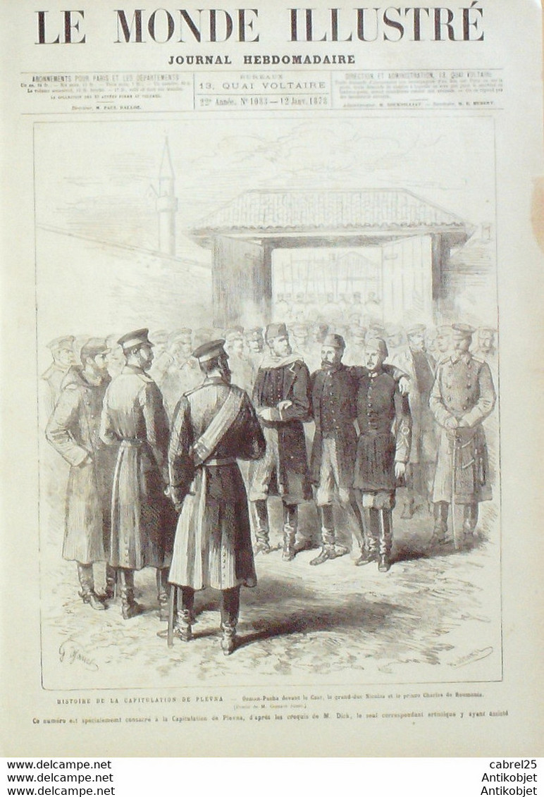 Le Monde Illustré 1878 N°1083 Roumanie PLEVNA Capitulation OSMAN PACHA DOLNJE DUBNIK Gal STROUKOFF - 1850 - 1899