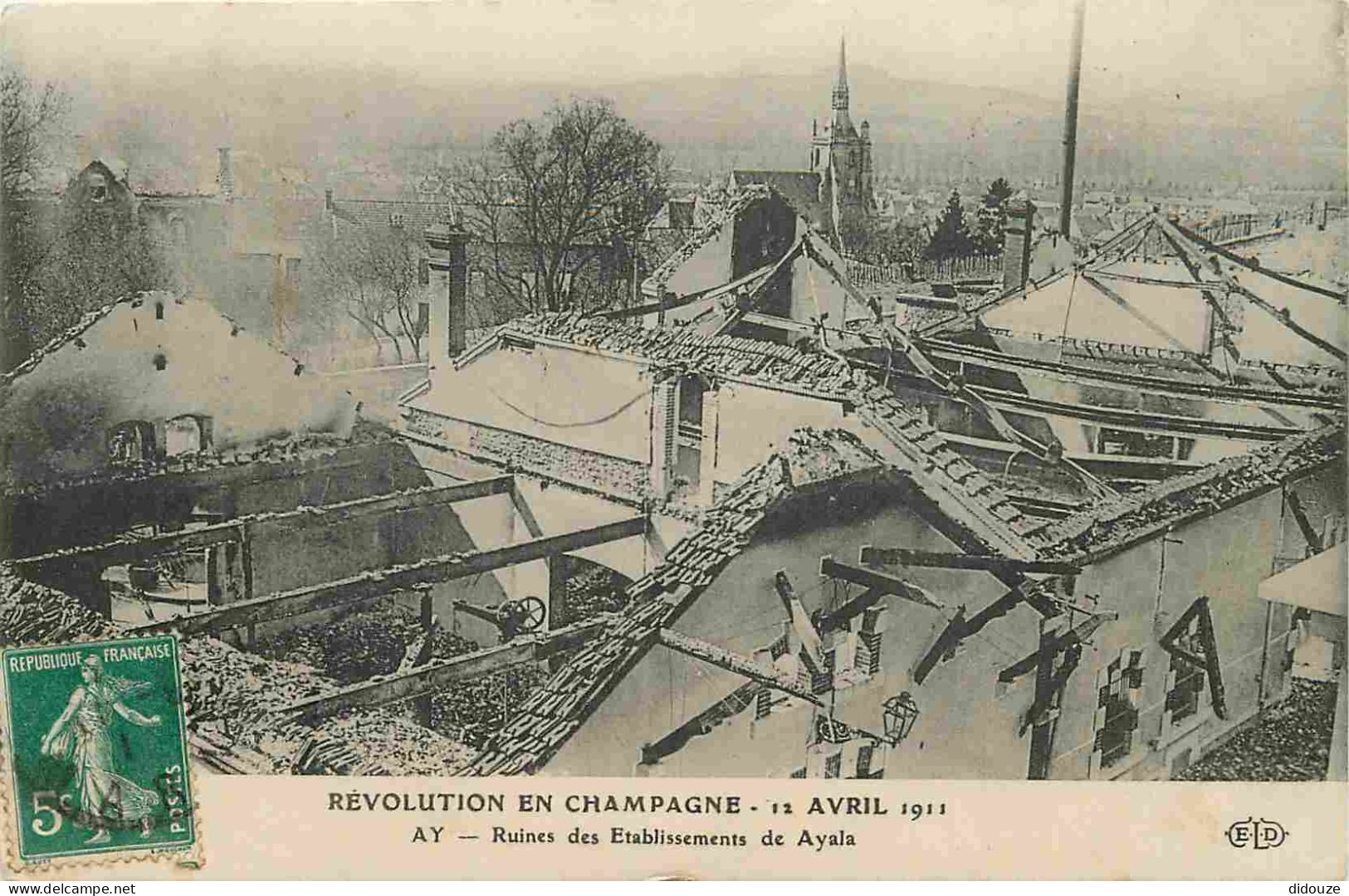 51 - Ay - Révolution En Champagne 12 Avril 1911 - Ruines Des Etablissements De Ayala - CPA - Voir Scans Recto-Verso - Ay En Champagne