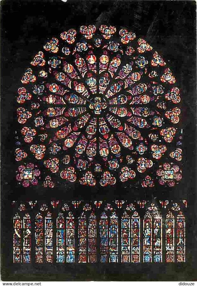 Art - Vitraux Religieux - Cathédrale Notre Dame De Paris - Rosace Sud - CPM - Voir Scans Recto-Verso - Tableaux, Vitraux Et Statues