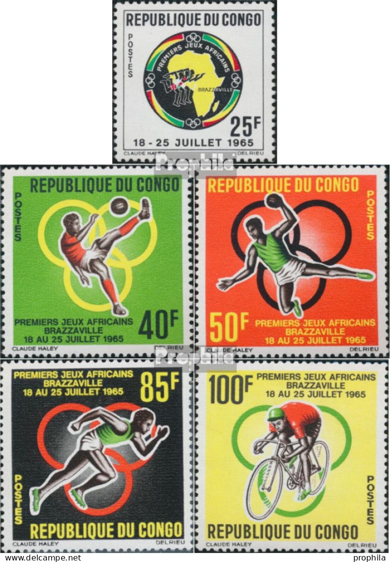 Kongo (Brazzaville) 76-80 (kompl.Ausg.) Postfrisch 1965 Afrikanische Spiele - Mint/hinged