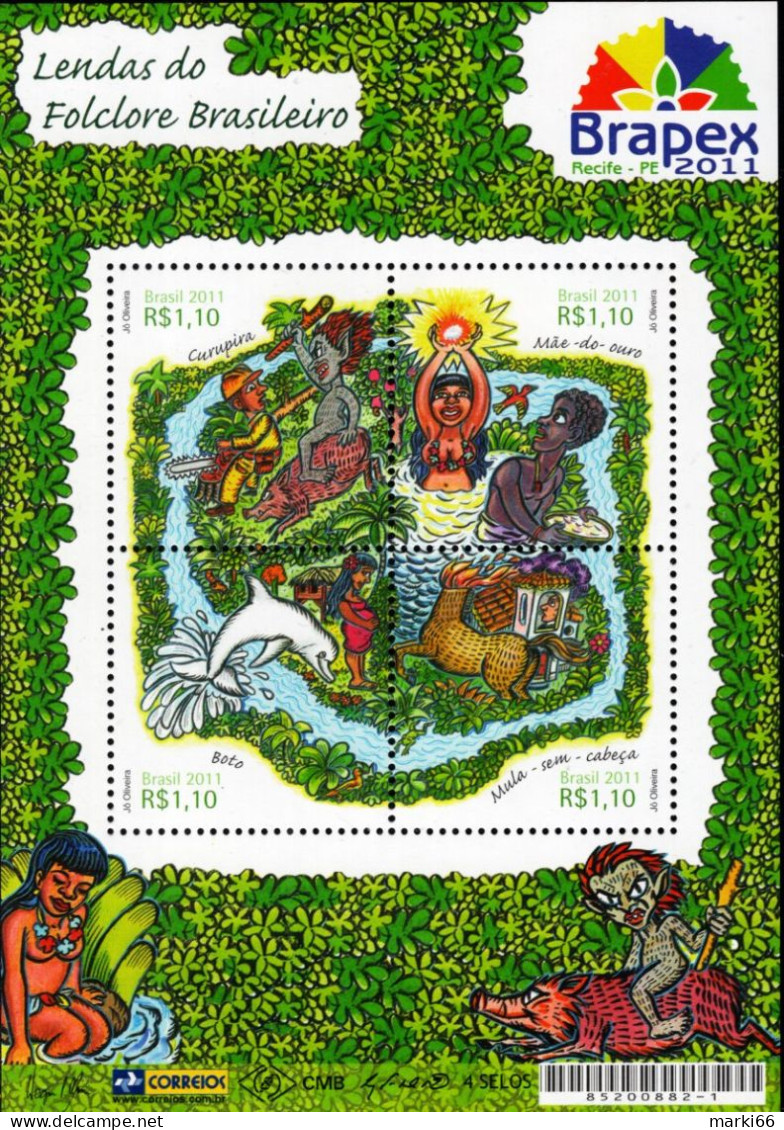 Brazil - 2011 - Brazilian Folklore - Brapex Stamp Expo - Mint Stamp Sheetlet - Ungebraucht