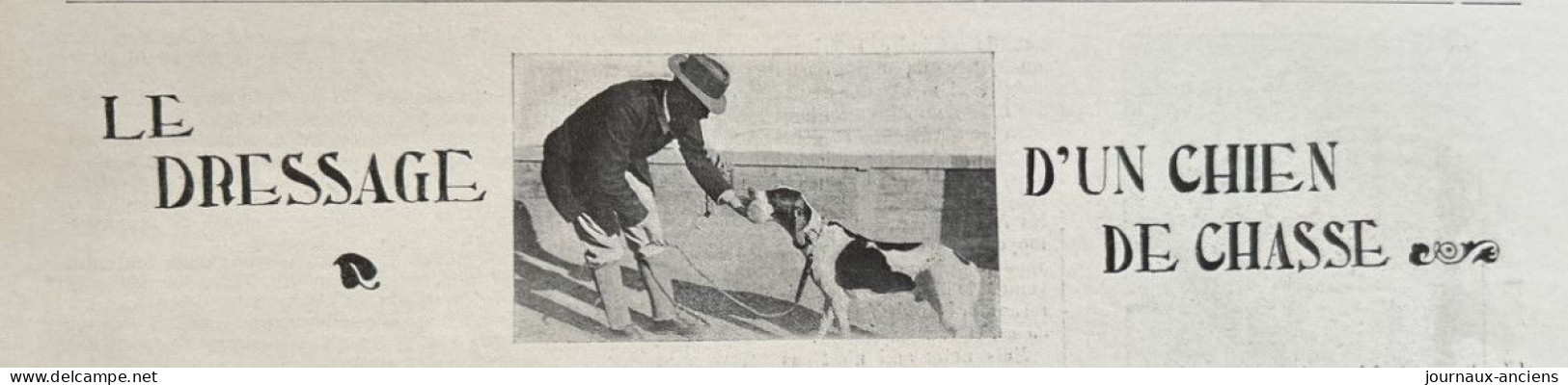 1898 CHASSE - LE DRESSAGE D'UN CHIEN DE CHASSE - LA VIE AU GRAND AIR - 1900 - 1949