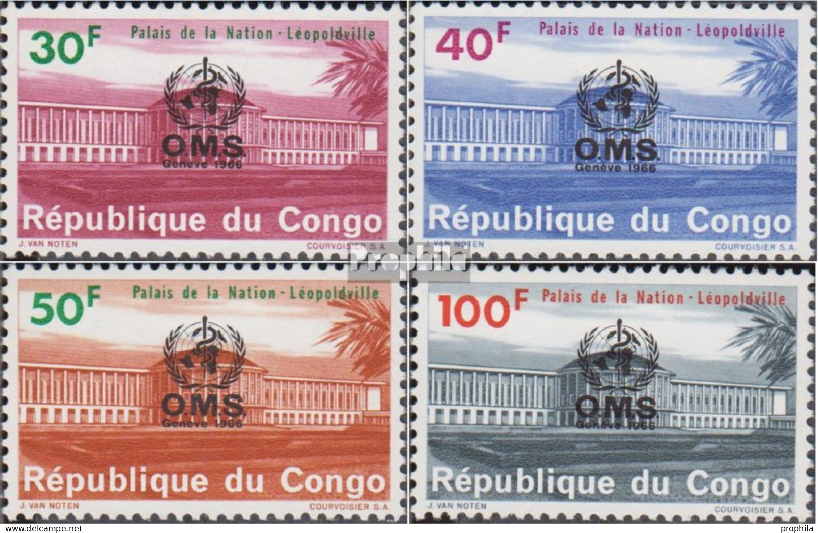 Kongo (Kinshasa) 267-270 (kompl.Ausg.) Postfrisch 1966 Neuer Amtssitz Der WHO - Nuevas/fijasellos