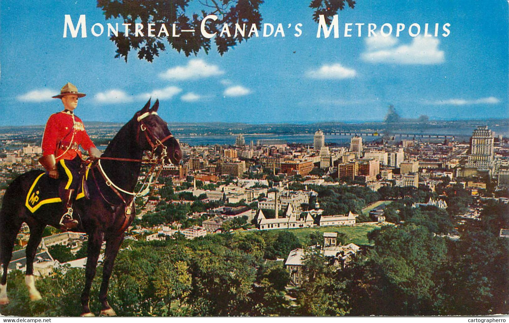 Canada Montreal Cityscape & Mounted Police Officer In Uniform - Montreal