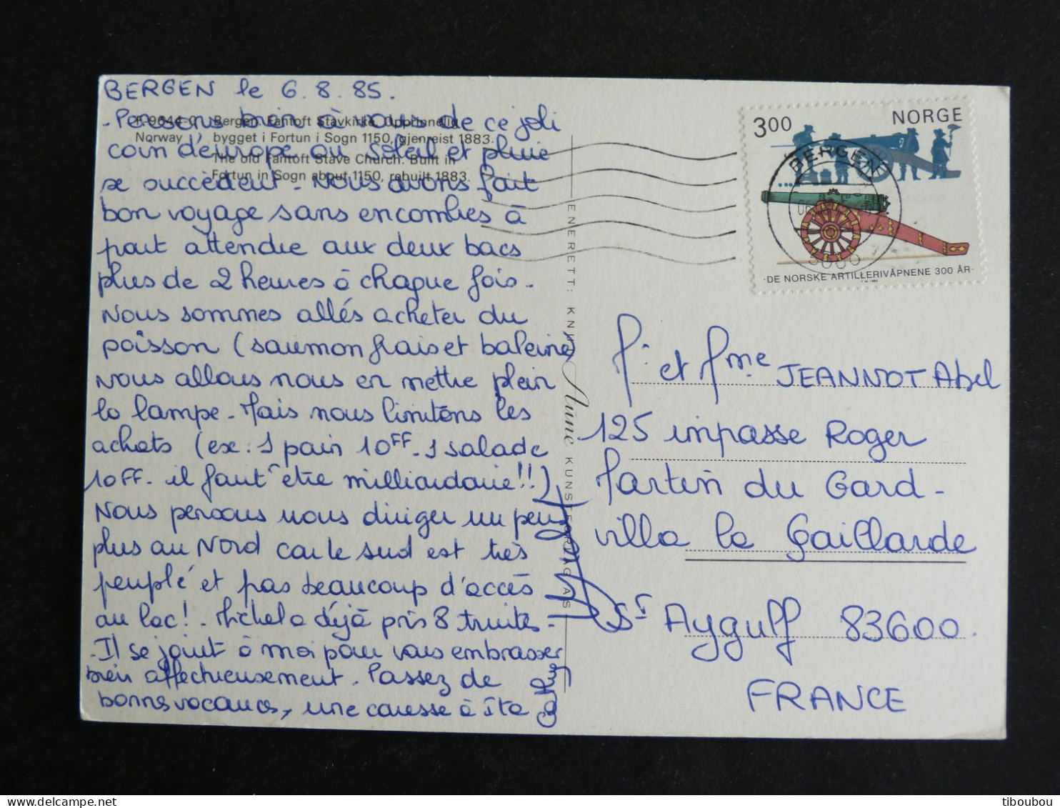 NORVEGE NORWAY NORGE NOREG AVEC YT 877 ECOLE OFFICIERS ARTILLERIE - BERGEN - Cartas & Documentos