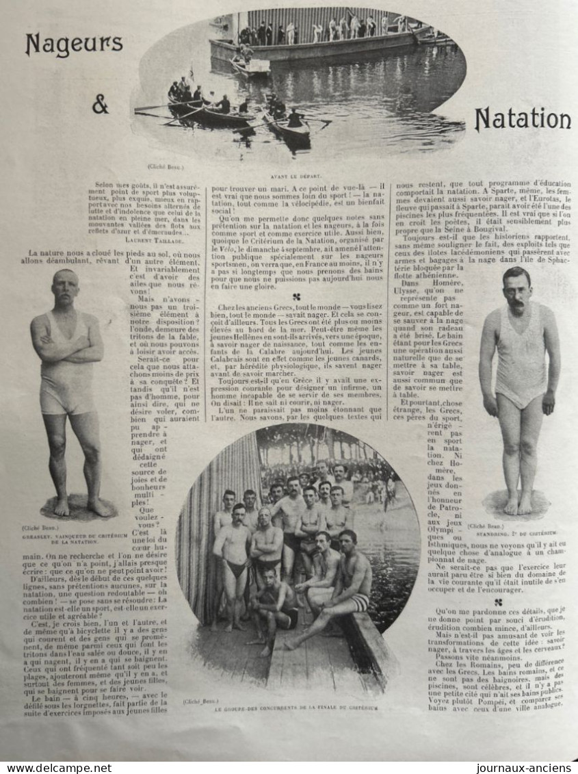 1898 NAGEURS & NATATION - LE CRITERIUM DE NATATION - 1er GREASLEY - 2eme STANDRING - LA VIE AU GRAND AIR - 1900 - 1949