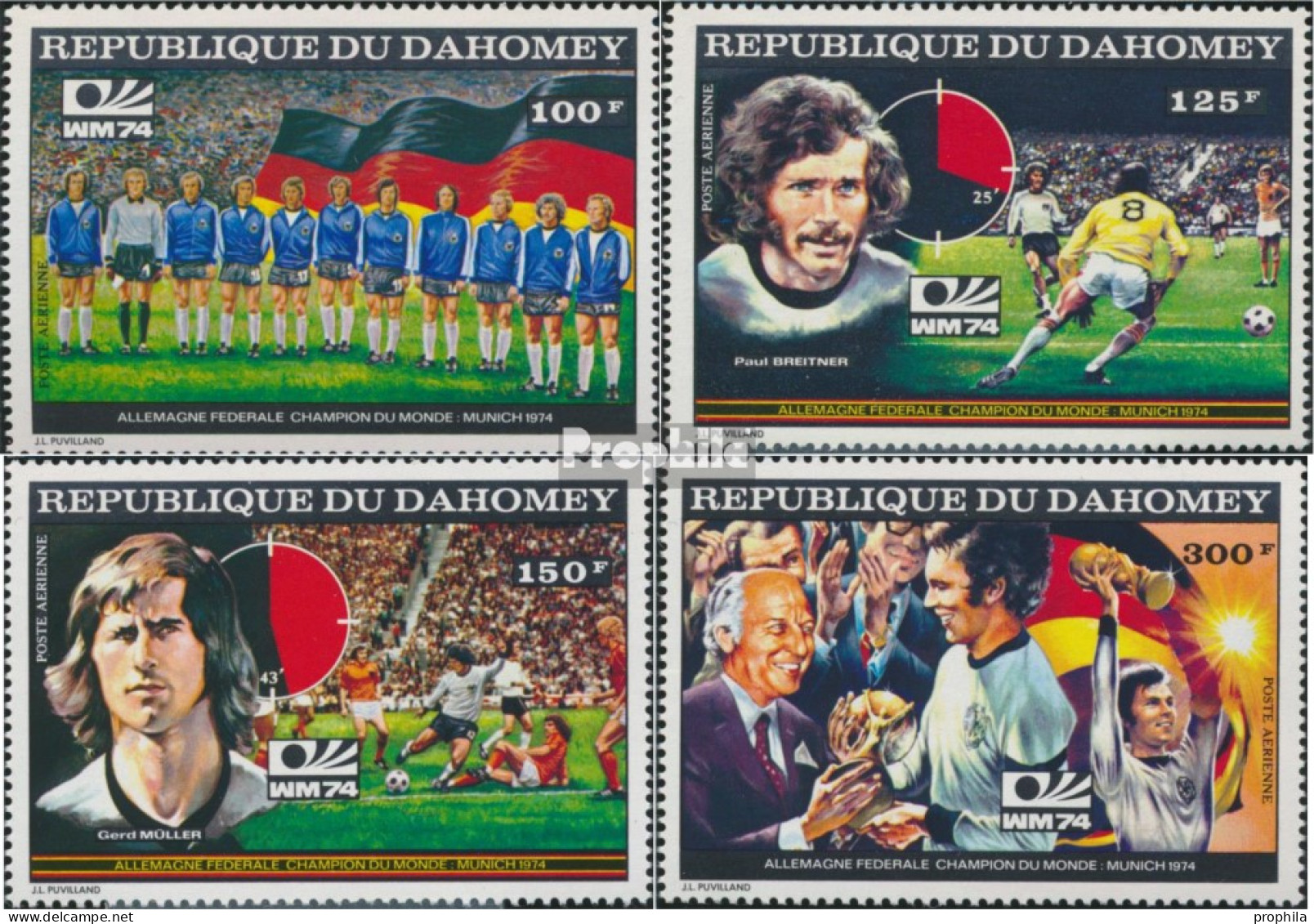 Dahomey 605A-608A (kompl.Ausg.) Postfrisch 1974 Fußball - Benin - Dahomey (1960-...)