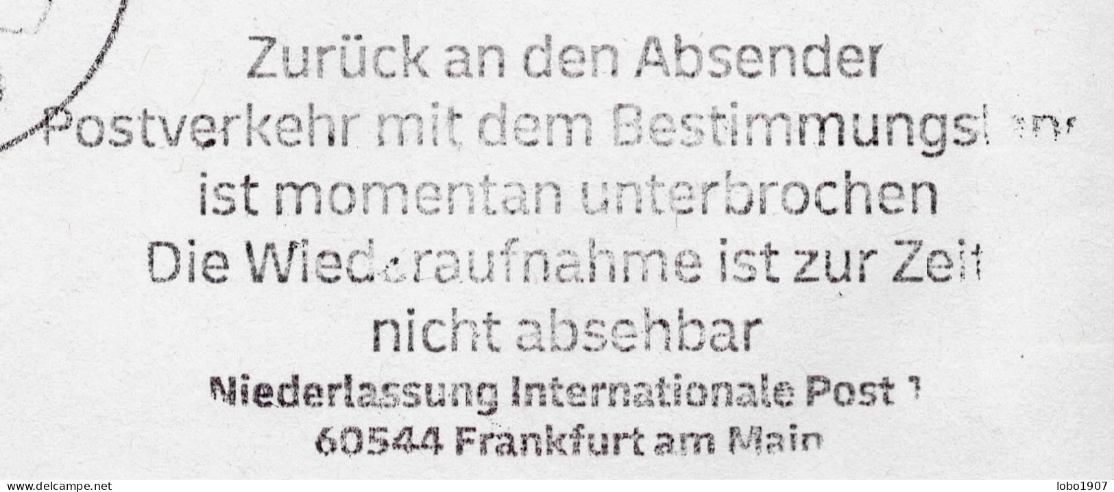 Corona Covid 19 Postal Service Interruption "Zurück An Den Absender... " Reply Coupon Paid Cover To KHARTOUM SUDAN - Soudan (1954-...)