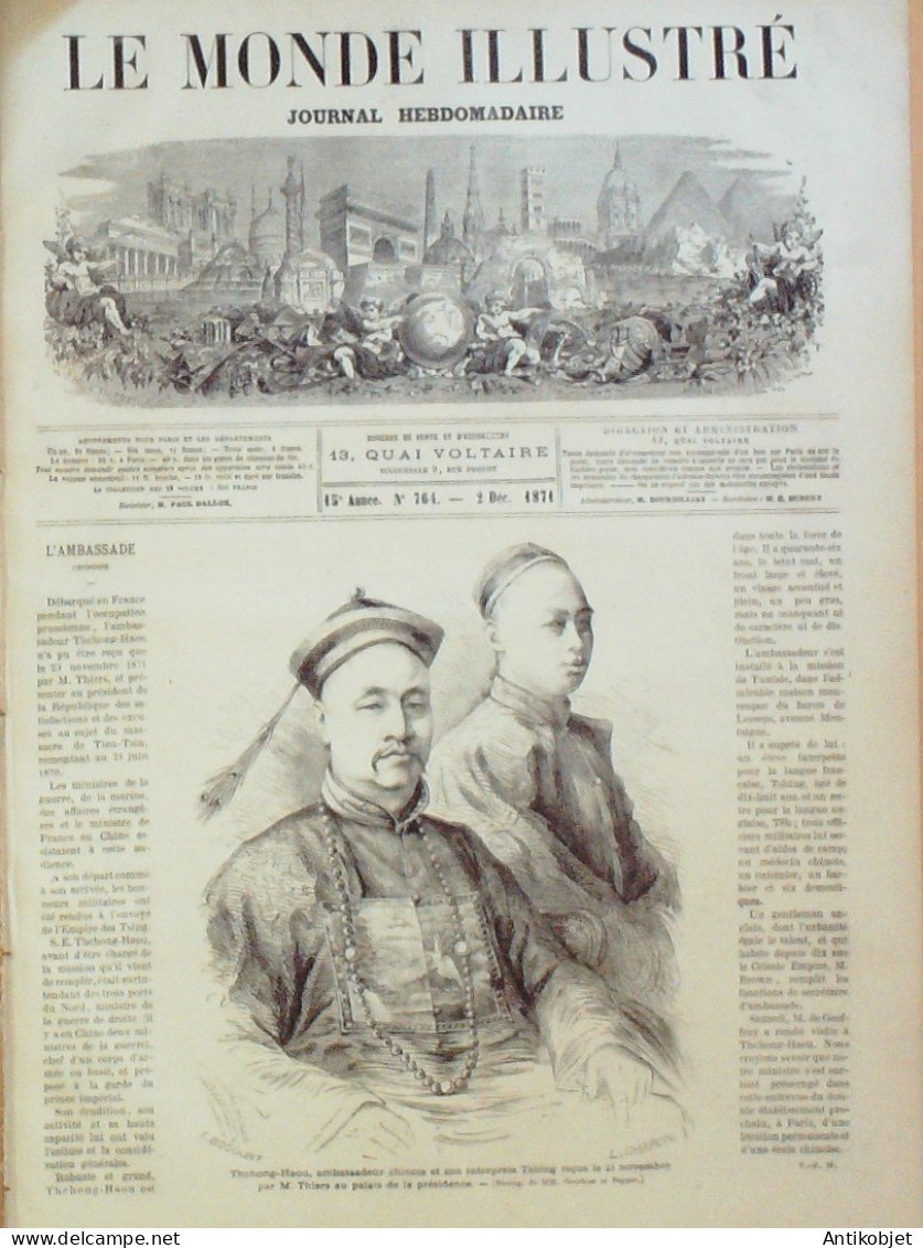 Le Monde Illustré 1871 N°764 Chine Thchong-Haou Ambassadeur Champigny (94) Calais (62) St-Malo (35) - 1850 - 1899