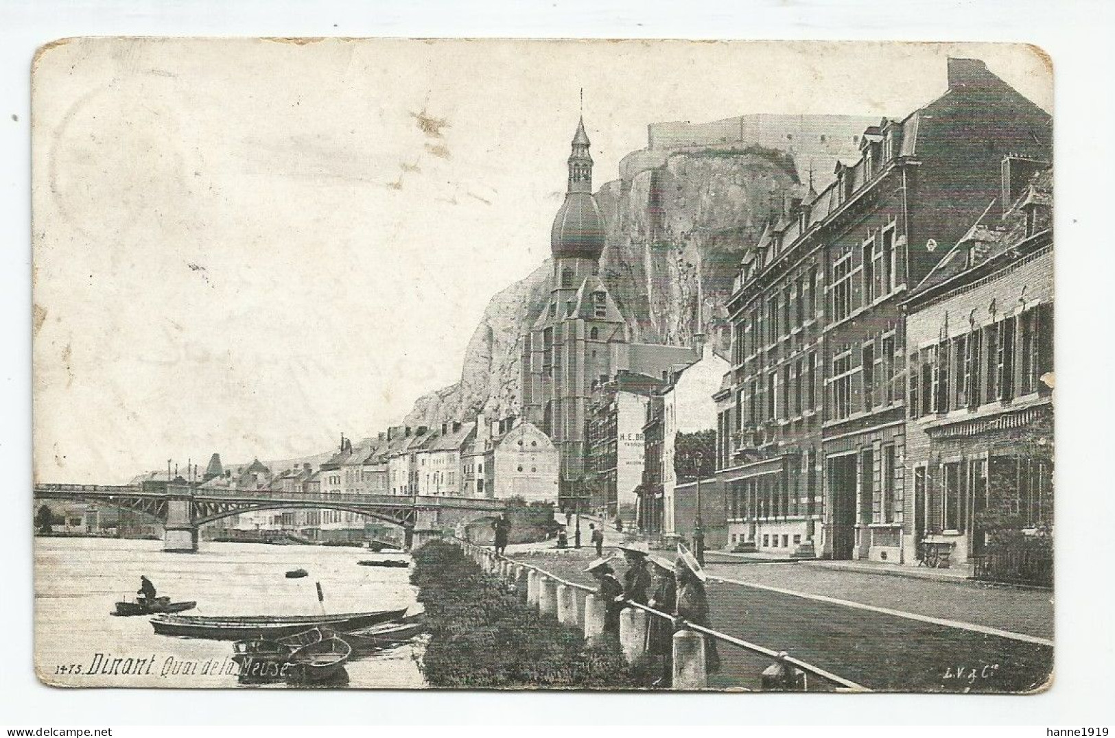 Dinant Quai De La Meuse Cachet 1911 Anvers Htje - Dinant