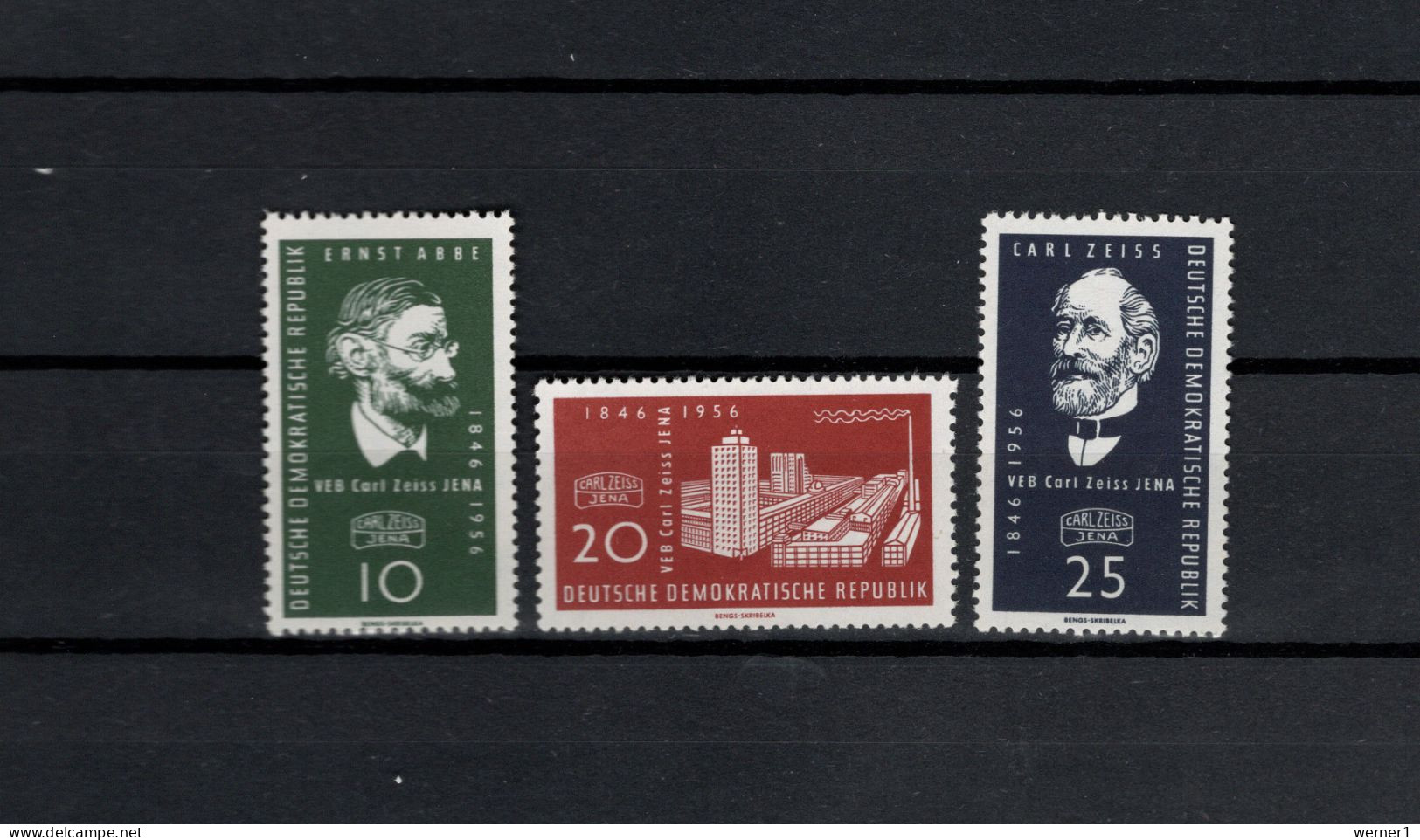 DDR 1956 Space, Carl Zeiss, Set Of 3 MNH - Europe