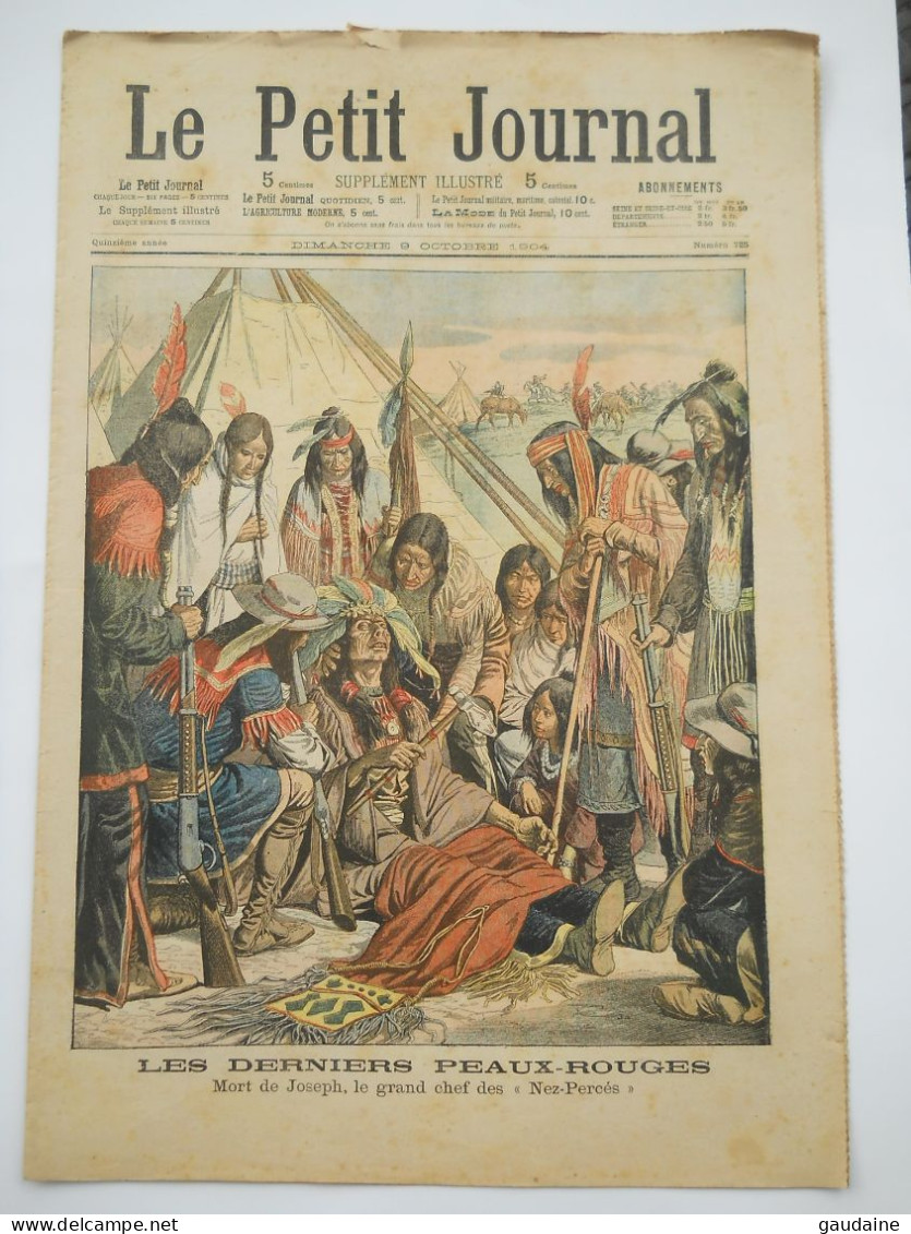 LE PETIT JOURNAL N°725 - 9 OCTOBRE 1904 - LES DERNIERS INDIENS PEAUX-ROUGES - CIRQUE : ELEPHANT CONTRE TIGRE - Le Petit Journal