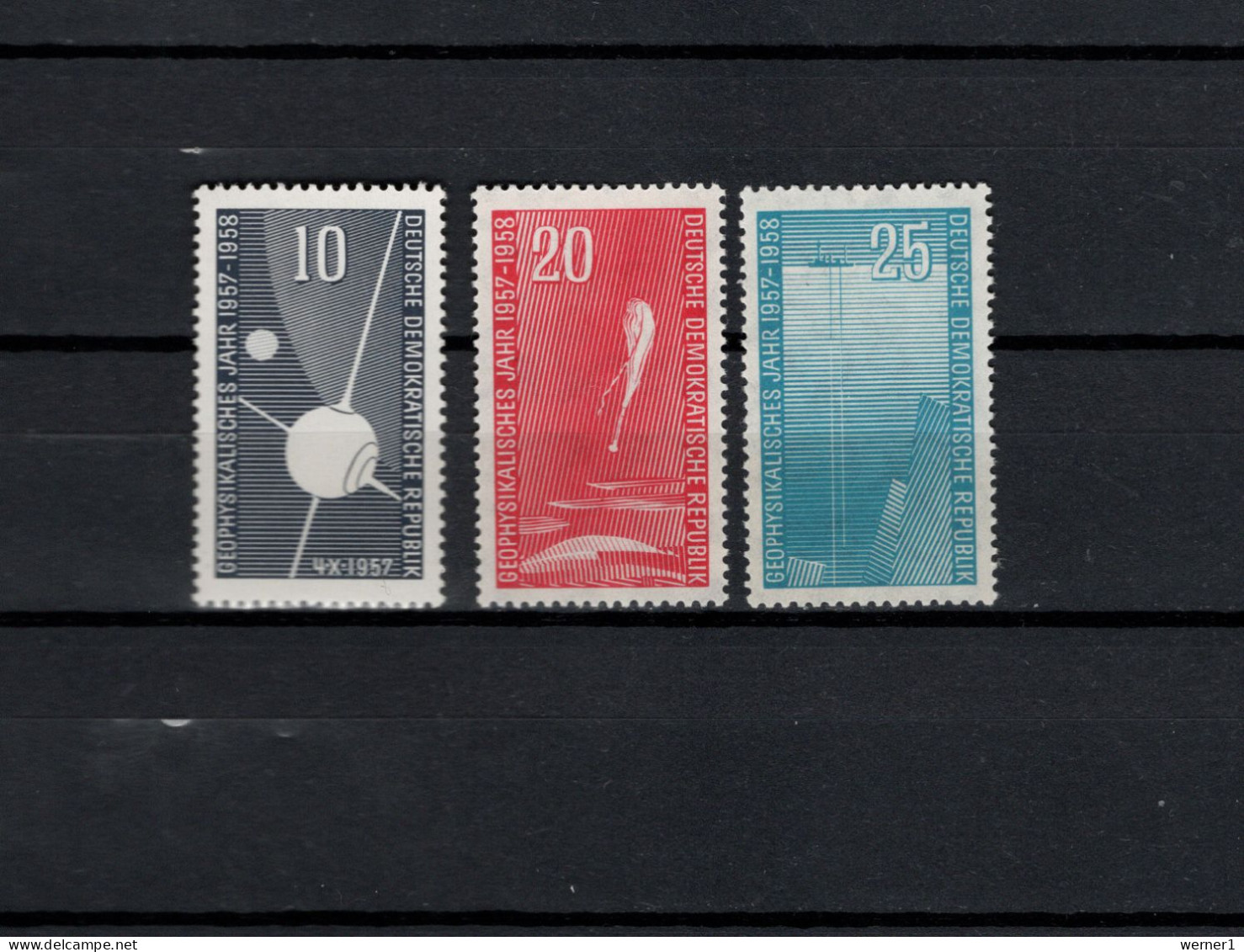 DDR 1957/1958 Space, International Geophysical Year 3 Stamps MNH - Europa