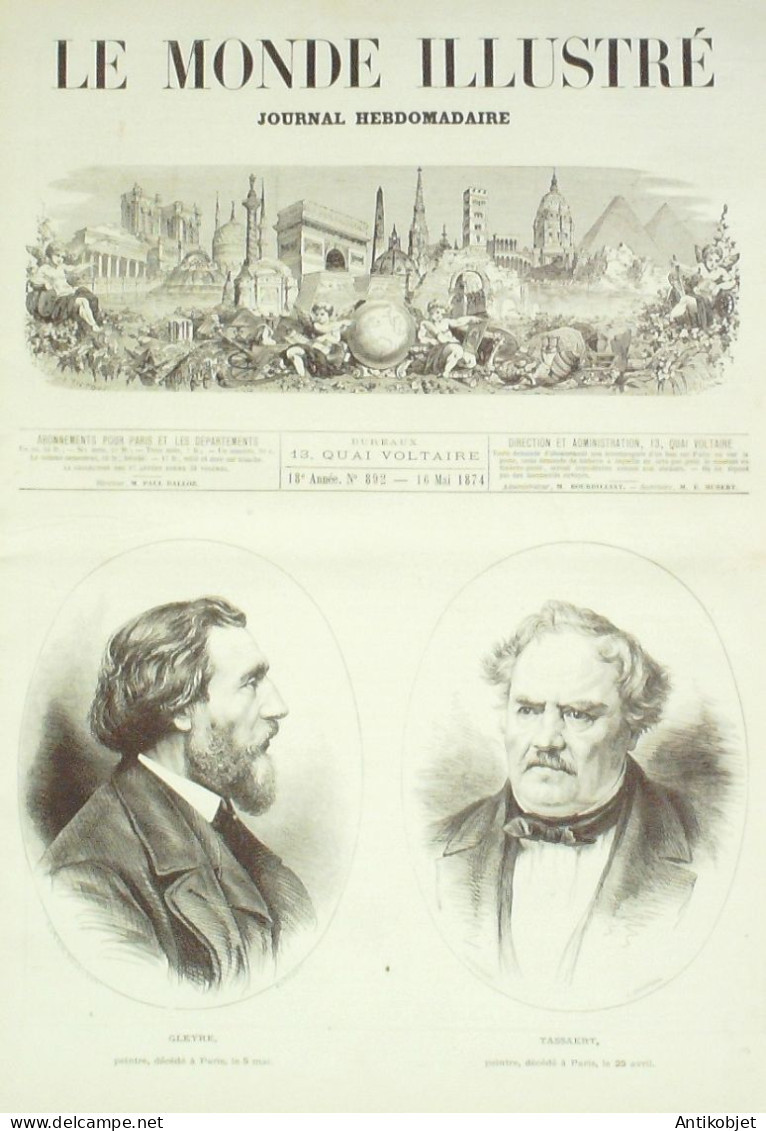 Le Monde Illustré 1874 N°892 Mulhouse (68) Espagne San Pedro Abanto Guerre Carliste - 1850 - 1899