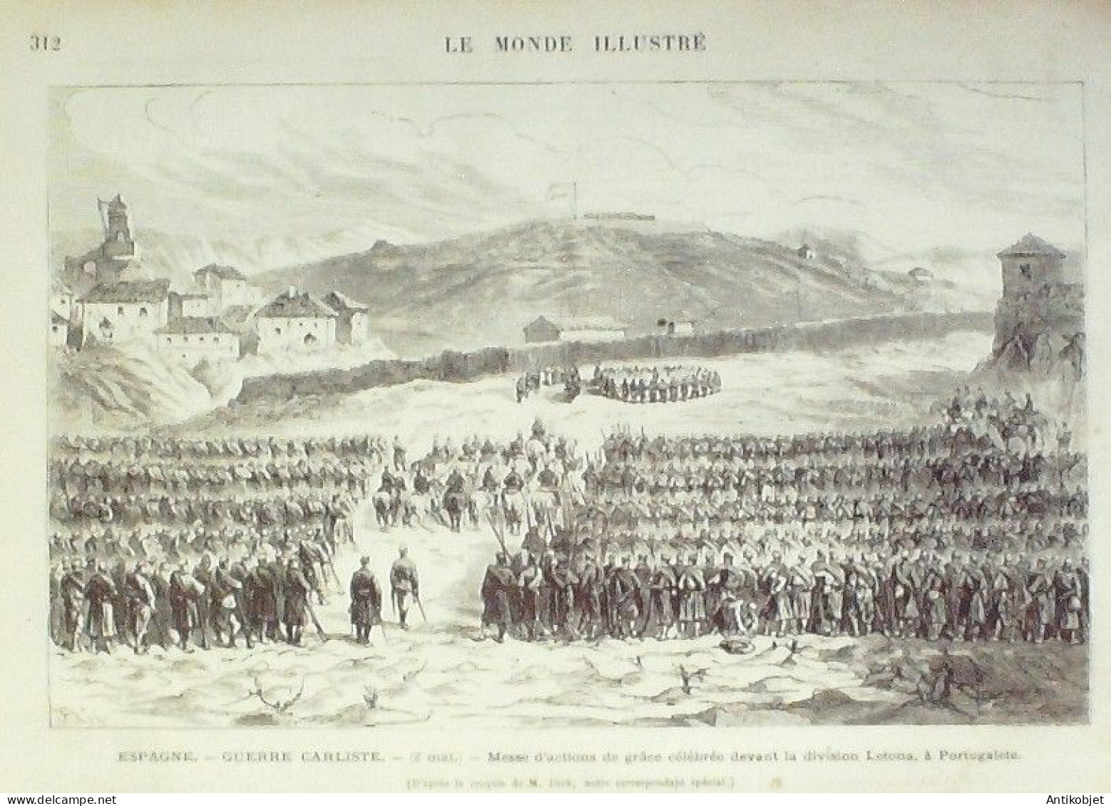 Le Monde Illustré 1874 N°892 Mulhouse (68) Espagne San Pedro Abanto Guerre Carliste - 1850 - 1899