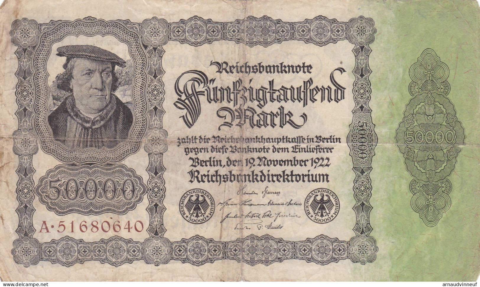 REICHSBANKNOTE 50000 - Andere & Zonder Classificatie