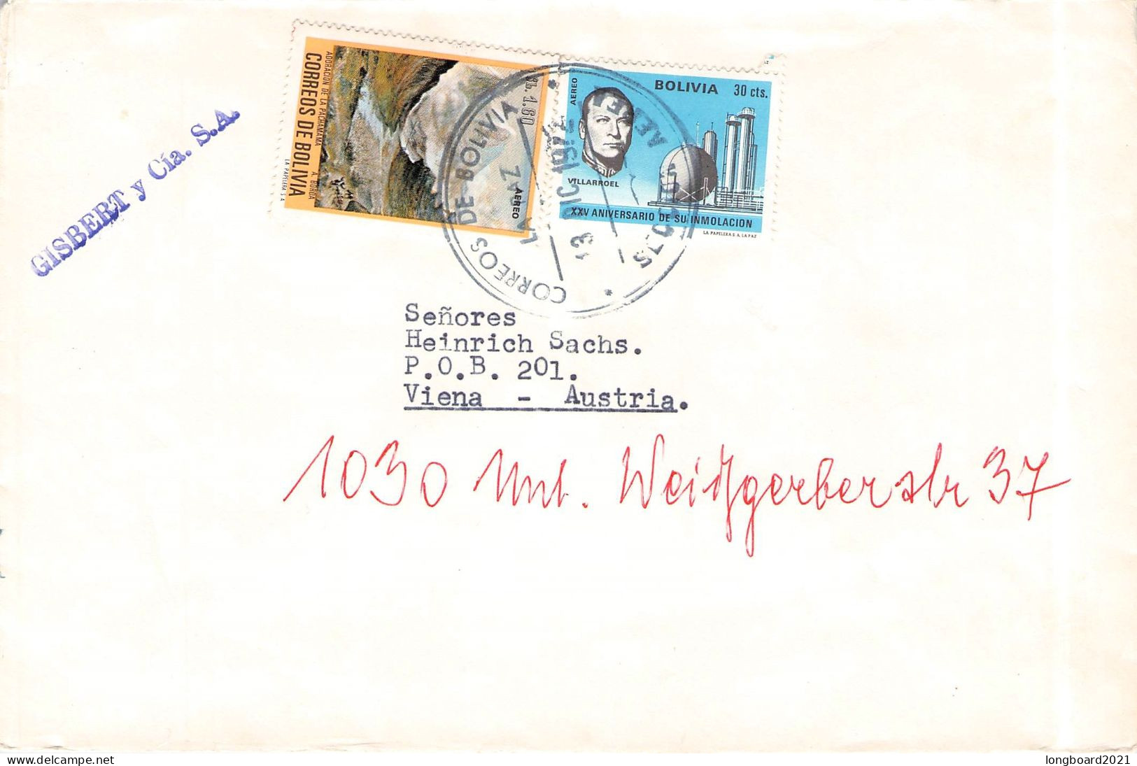 BOLIVIA - AIR MAIL 1972 LA PAZ - WIEN/AT / 6228 - Bolivia