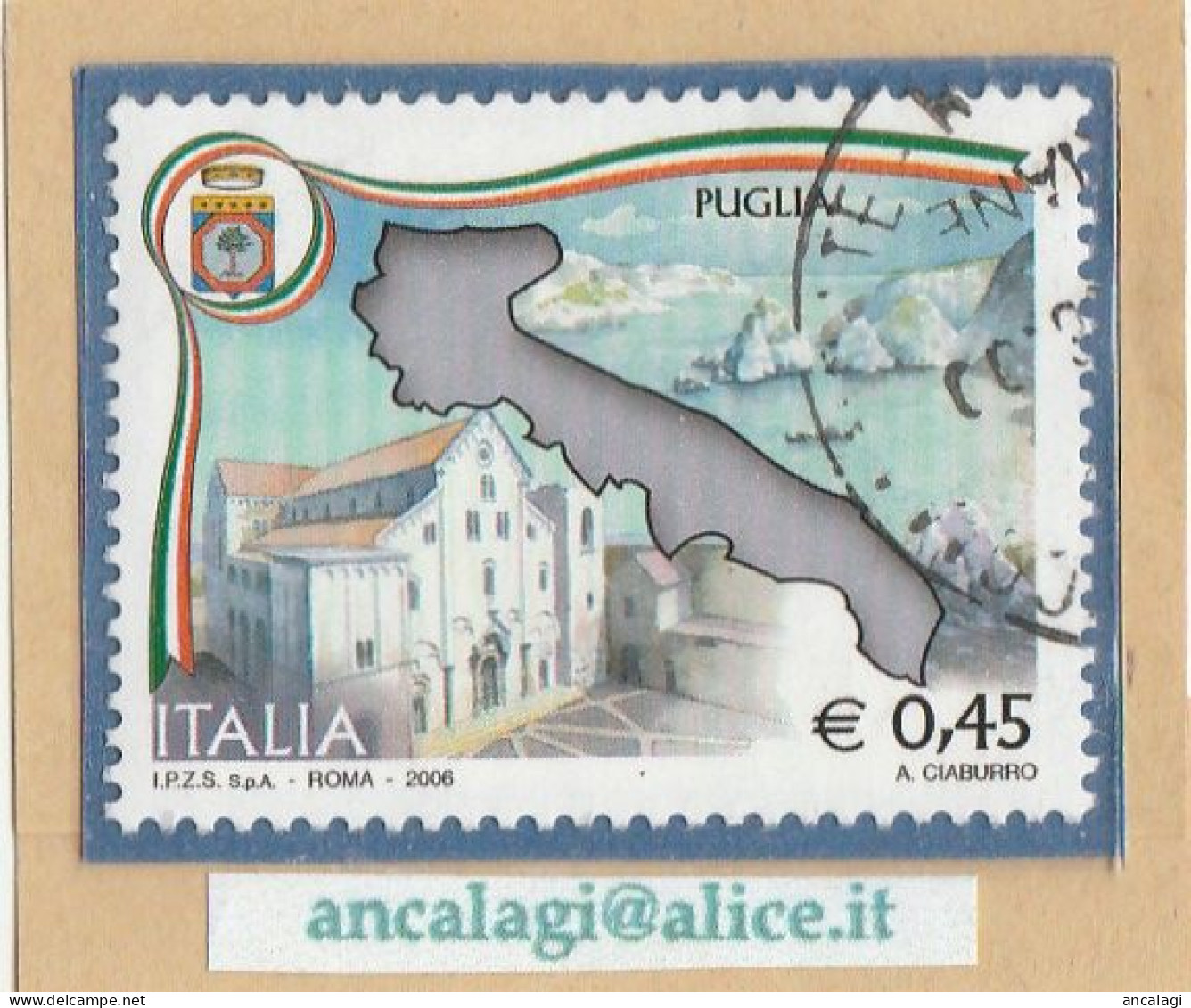 USATI ITALIA 2006 - Ref.1010 "REGIONI D'ITALIA: Puglia" 1 Val. - - 2001-10: Usati