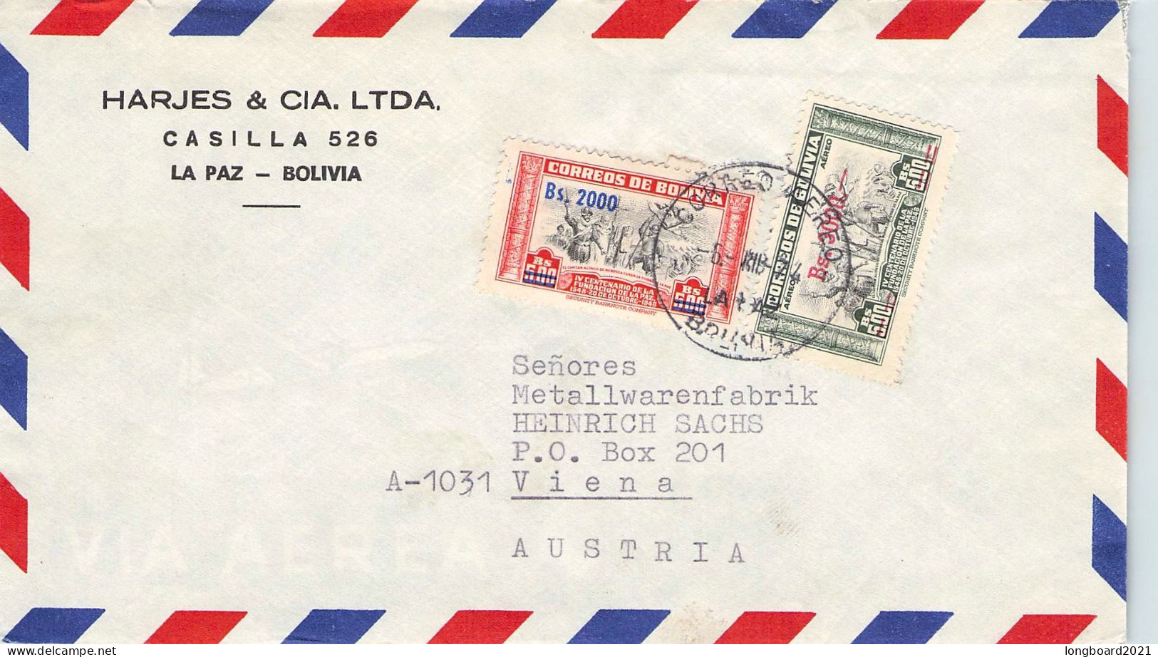 BOLIVIA - AIR MAIL 1974 LA PAZ - WIEN/AT / 6230 - Bolivien