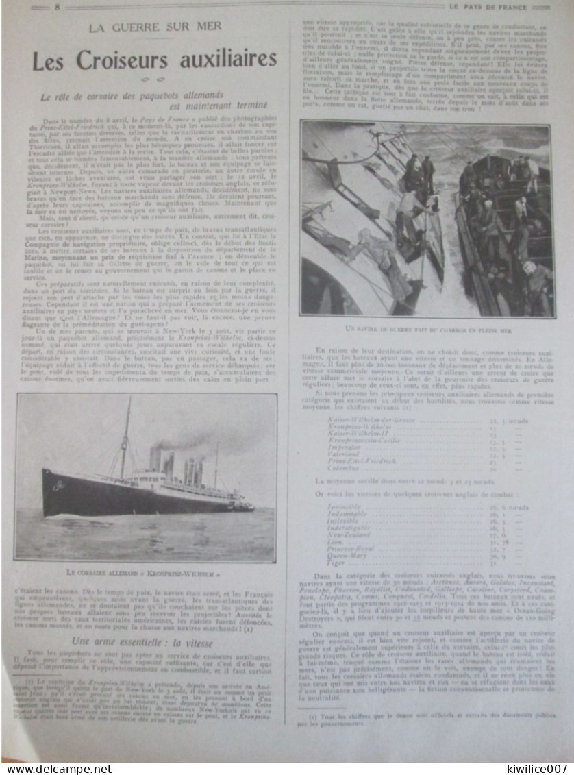 Guerre 14-18 Les Croiseurs Auxilaires Bateau  Le SVARTON   Guerre Navale  Corsaire Allemand  Mine - Non Classificati