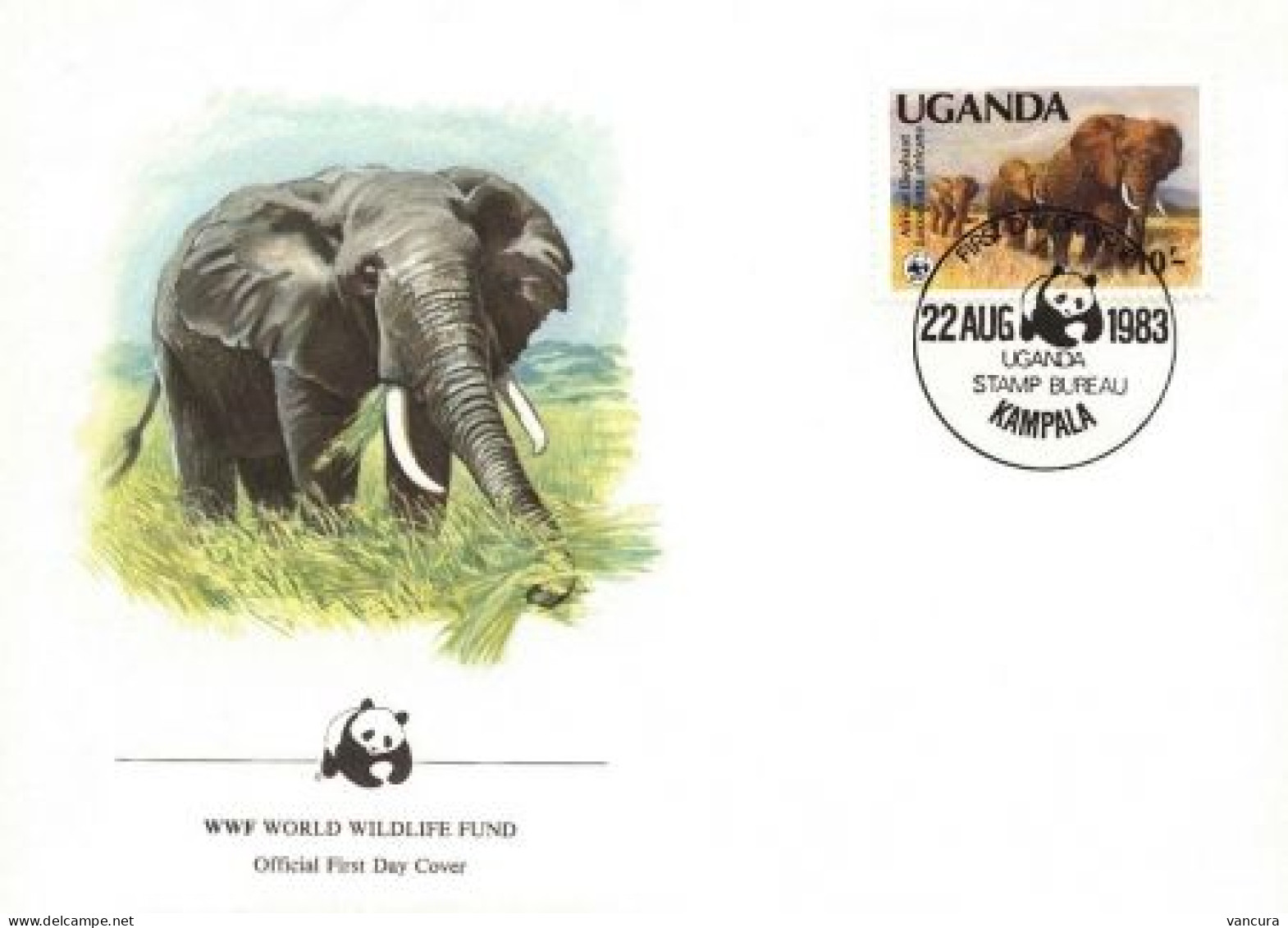 FDC Uganda/WWF Protected Elephant 1991 - Eléphants