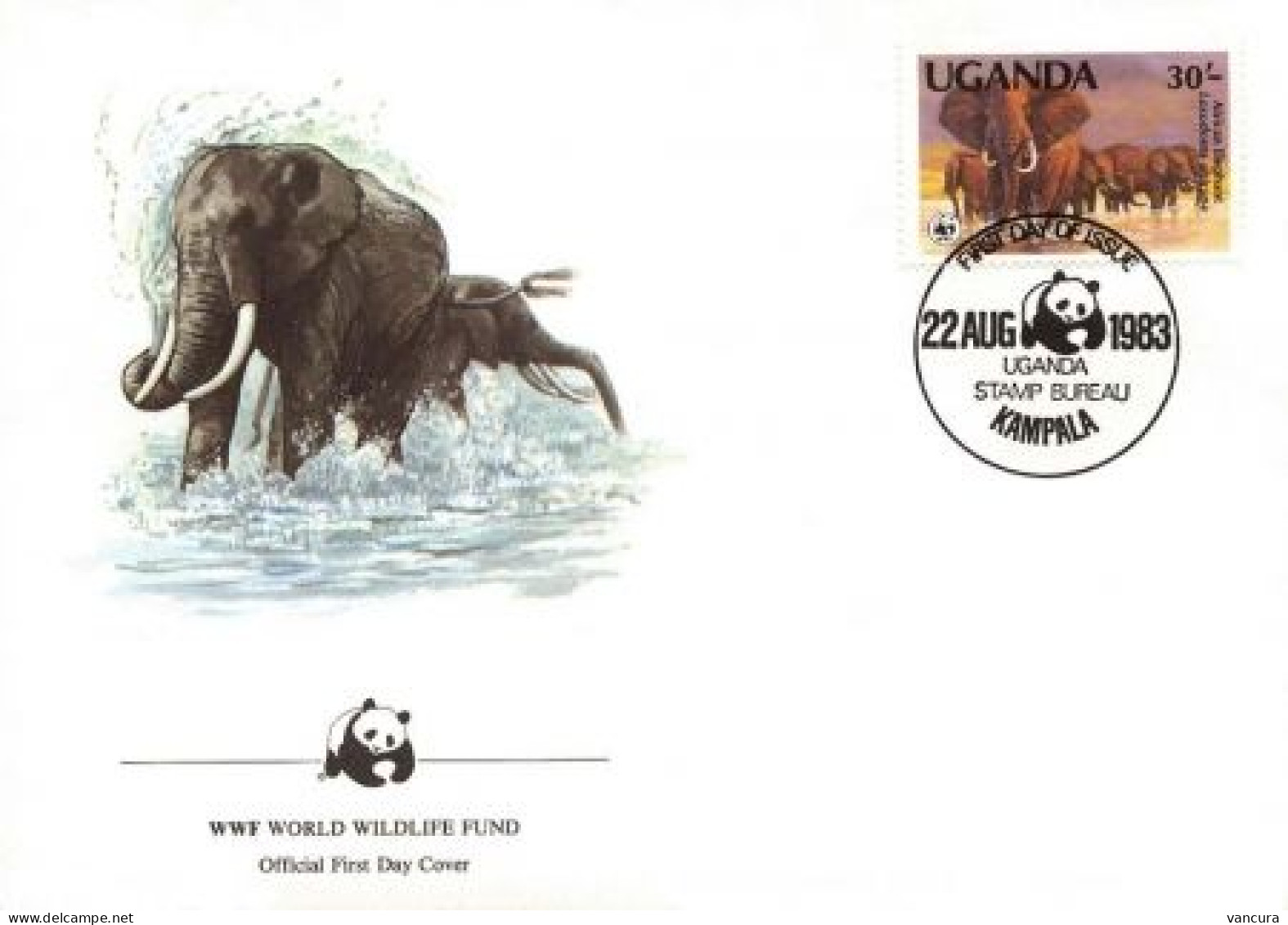 FDC Uganda/WWF Protected Elephant 1991 - Elefantes