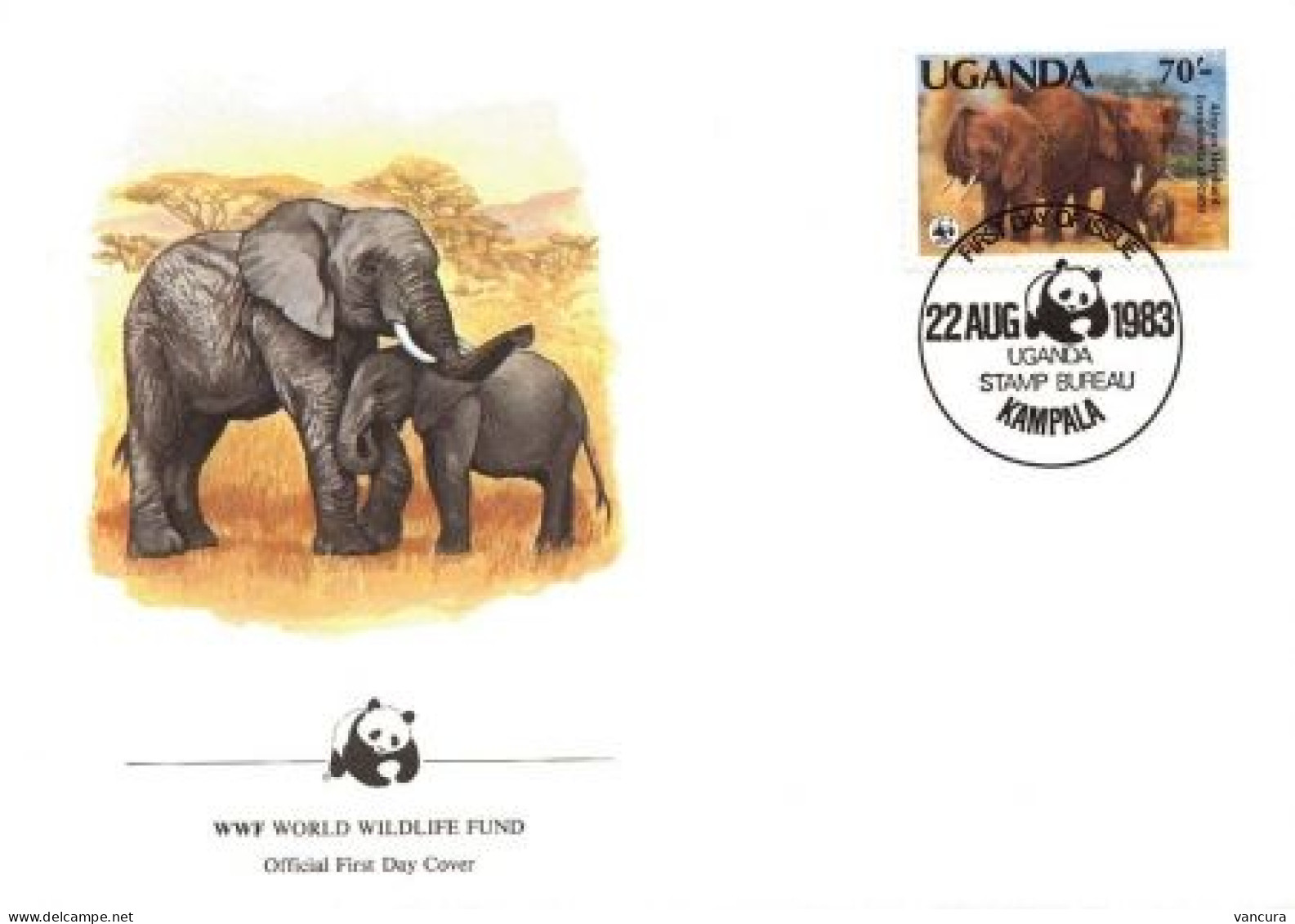 FDC Uganda/WWF Protected Elephant 1991 - Elephants