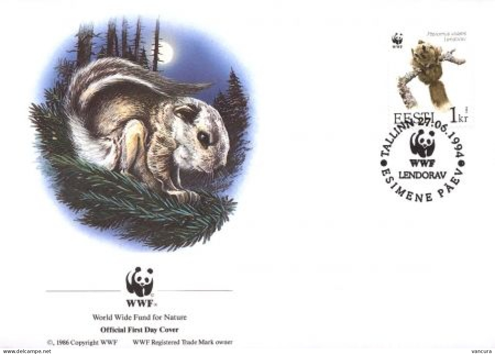 FDC Estonia/WWF 1994 Pteromys Volans - Roedores
