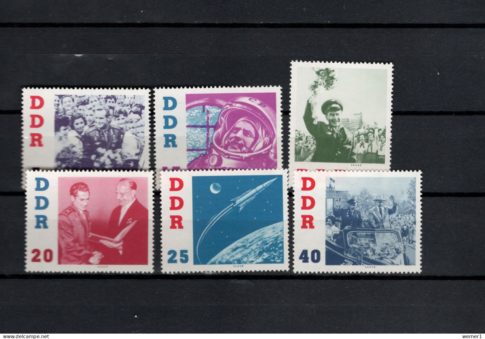 DDR 1961 Space, Visit Of German Titov Set Of 6 MNH - Europe