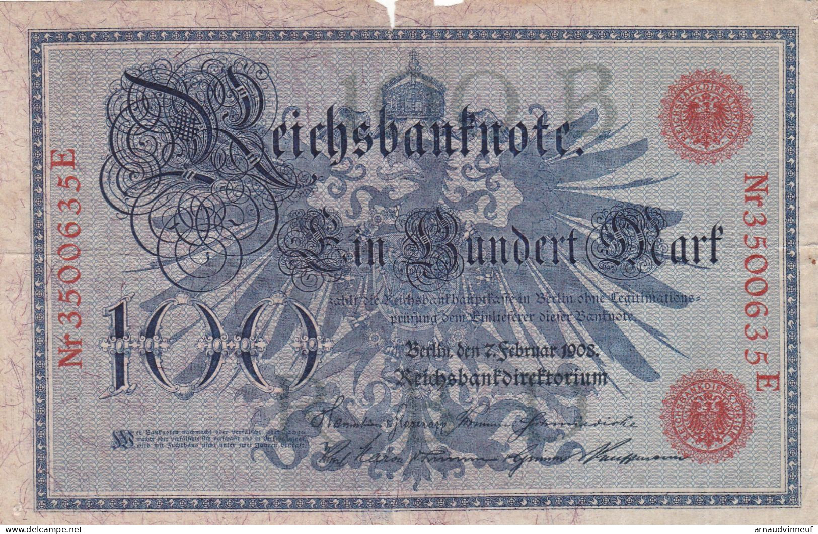 REICHSBANKNOTE 100 1908 - Autres & Non Classés