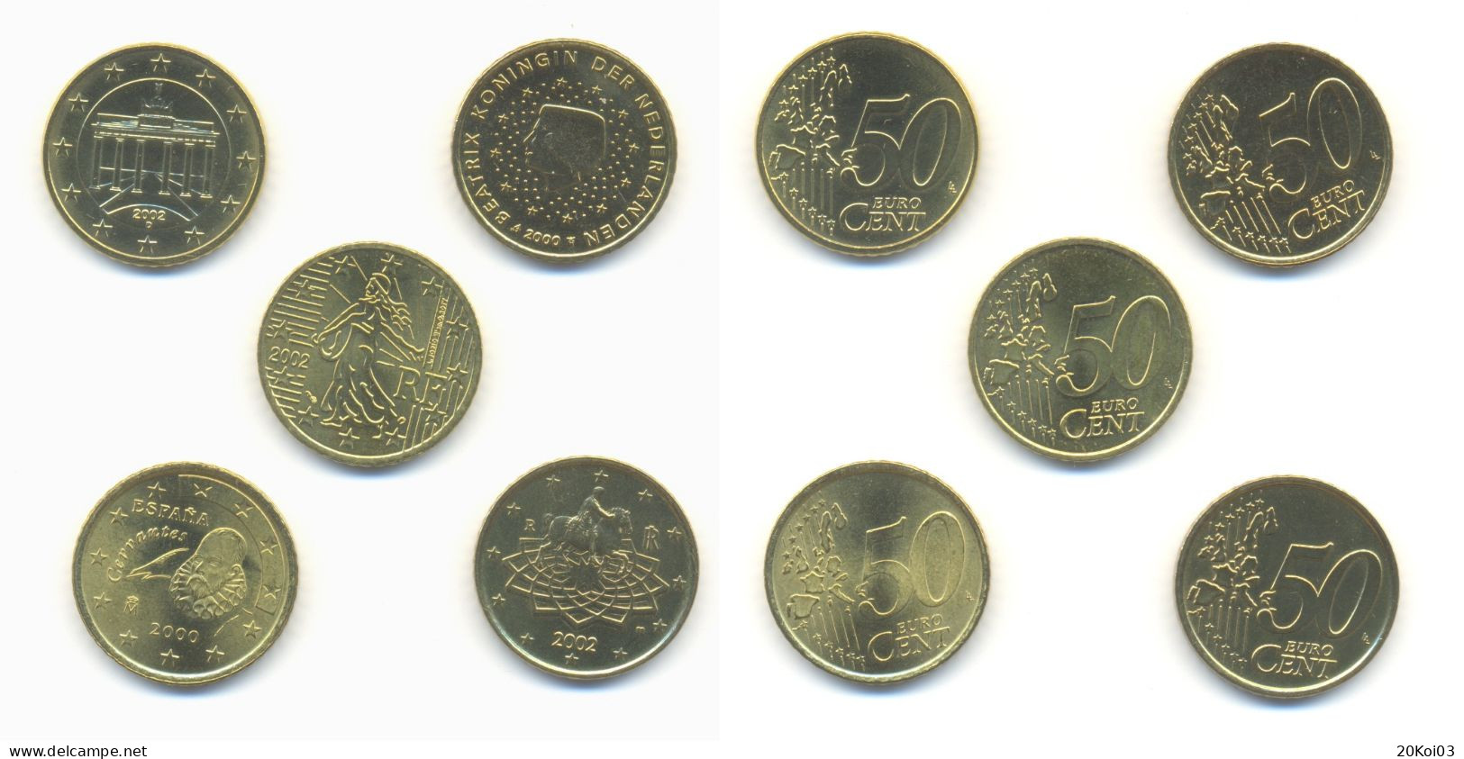 5x 0,50€ Cents Euros 2000, 2002 - Otros & Sin Clasificación