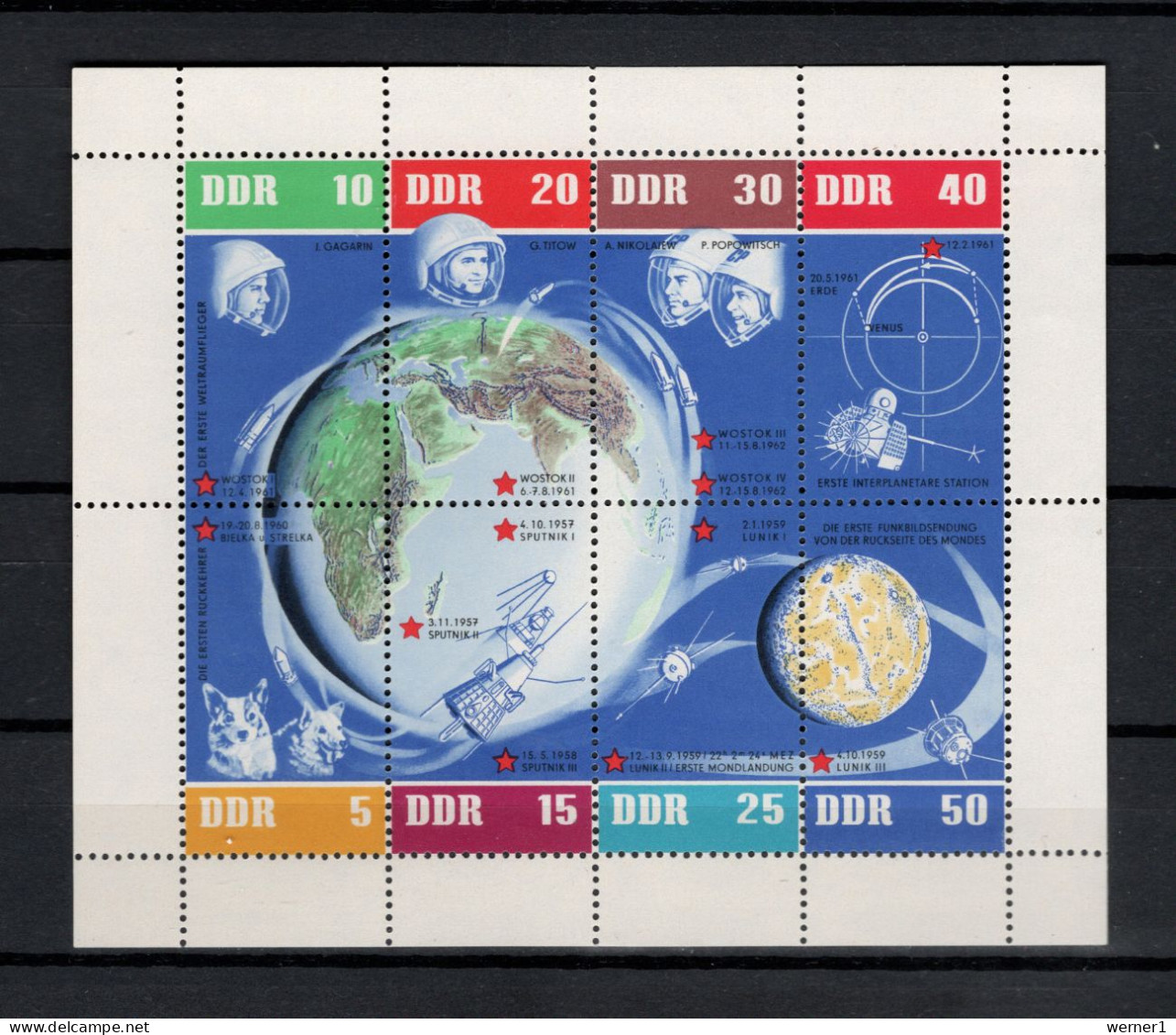 DDR 1962 Space, Sovjet Space Flights Sheetlet MNH - Europa