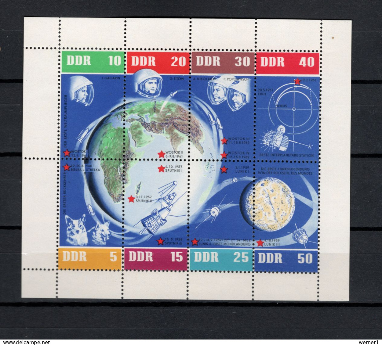 DDR 1962 Space, Sovjet Space Flights Sheetlet No Perforation On Right Side MNH - Europa