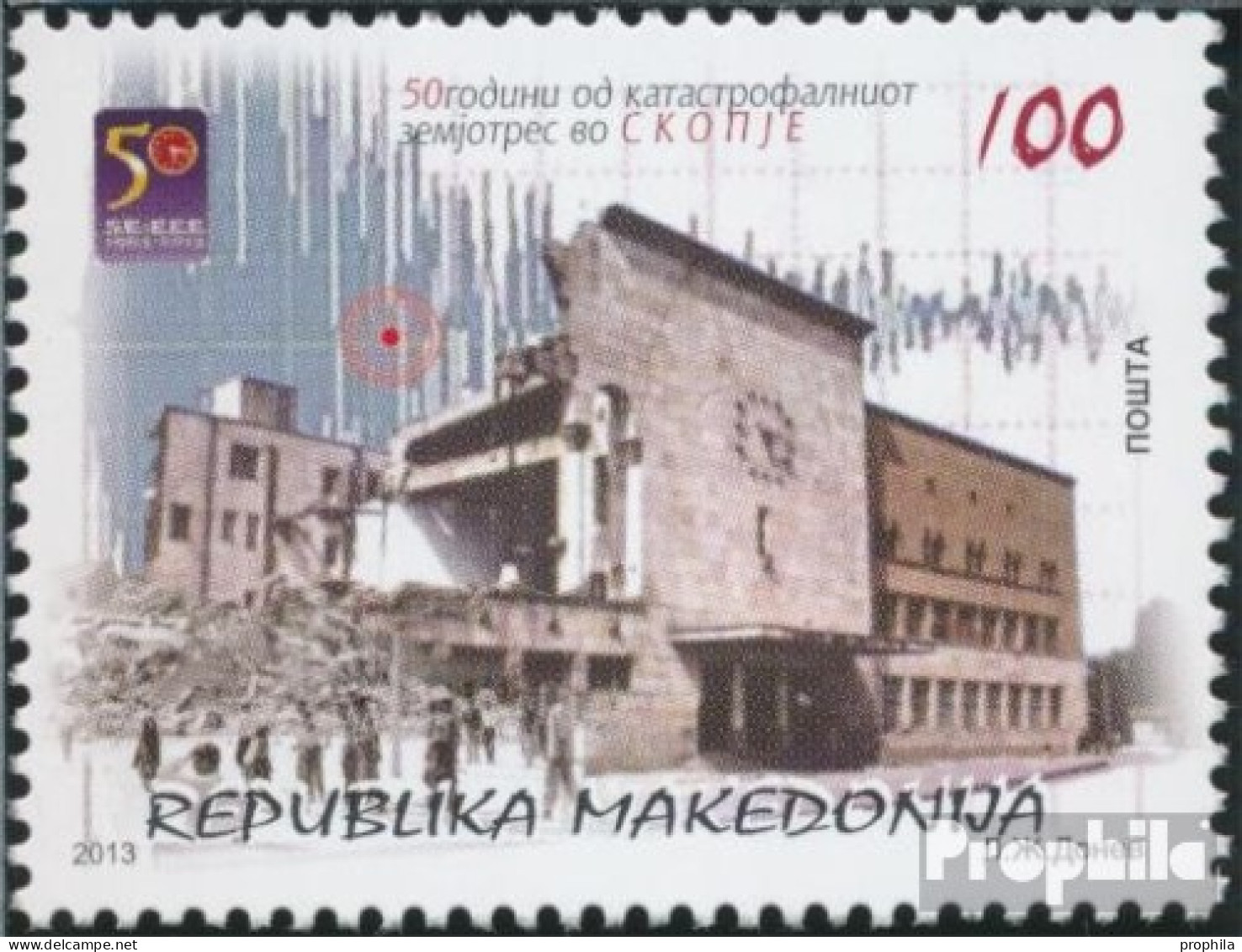 Makedonien 664 (kompl.Ausg.) Postfrisch 2013 Erdbeben Von Skopje - Macedonie