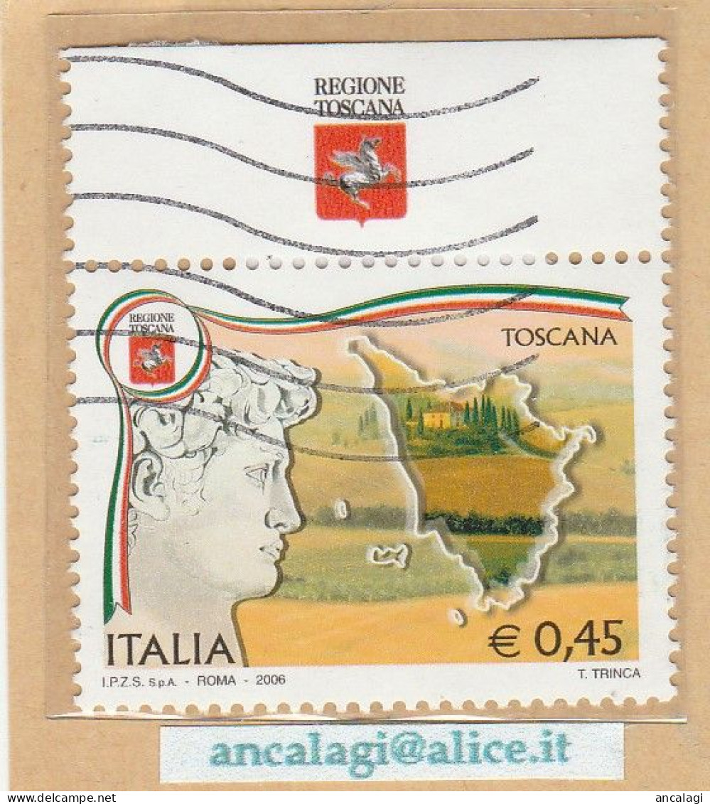 USATI ITALIA 2006 - Ref.1010D "REGIONI D'ITALIA: Toscana" 1 Val. Con Bandella - - 2001-10: Usati