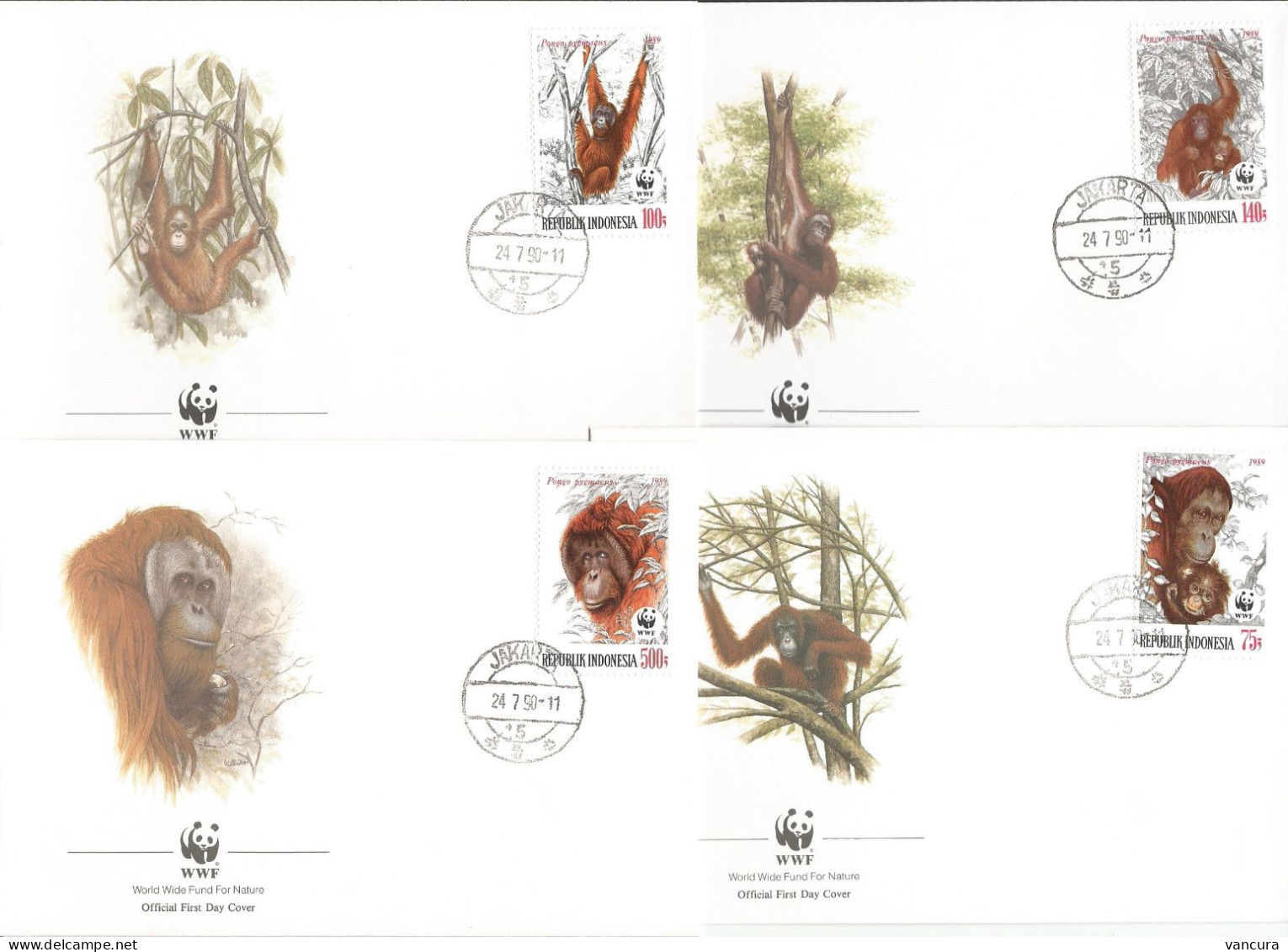 FDC Indonesia/WWF Protected Orangutan 1990 - Affen