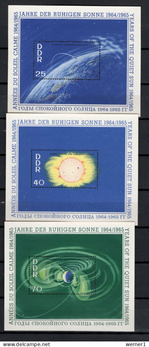 DDR 1964 Space, International Year Of The Quiet Sun Set Of 3 S/s MNH - Europa