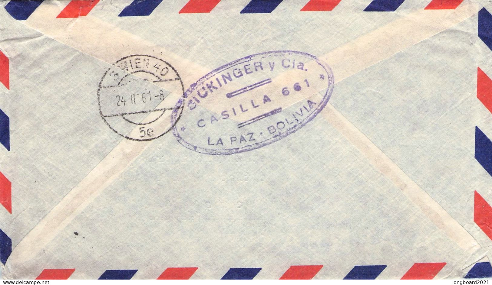 BOLIVIA - AIR MAIL 1961 LA PAZ - WIEN/AT / 6241 - Bolivie