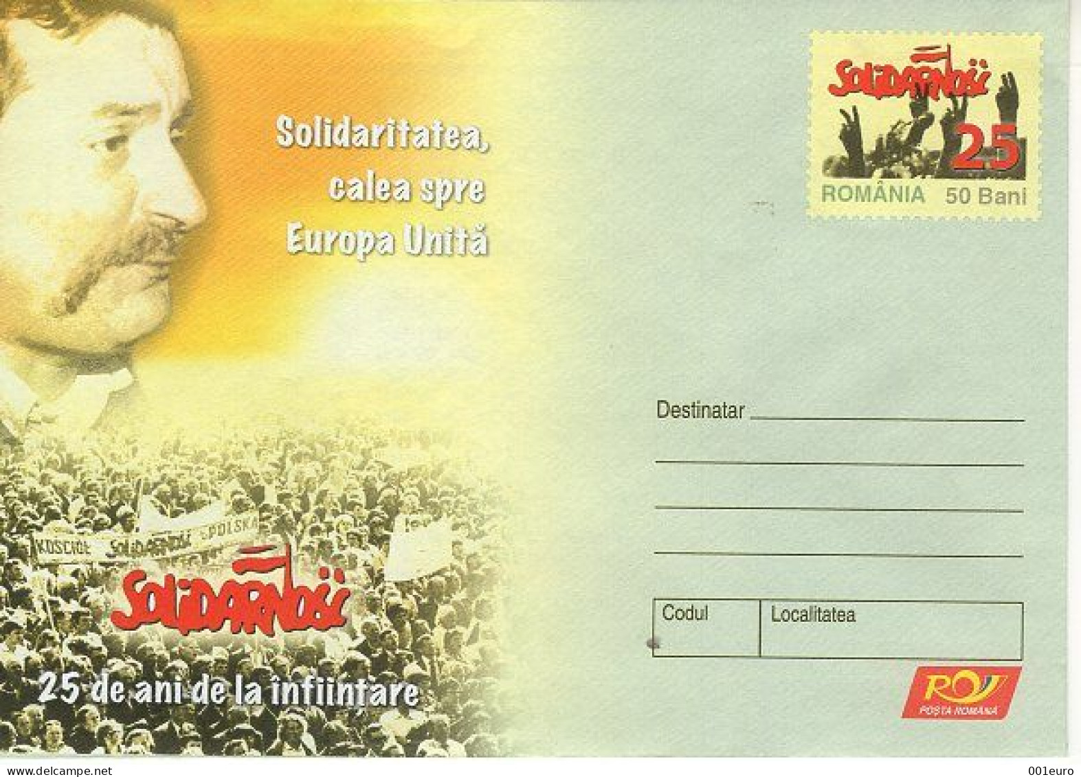 ROMANIA 097x2005: TRADE UNION "SOLIDARITY" FROM POLAND, Unused Prepaid Postal Stationery Cover - Registered Shipping! - Ganzsachen