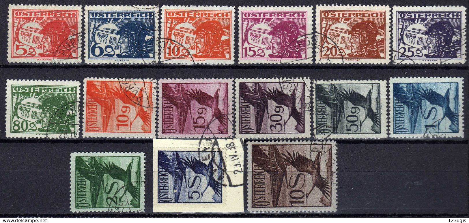 Österreich 1925/30, Mi 469-470; 472-475; 478-484; 486-487, Gestempelt, Flugpost [260421IV] - Gebruikt