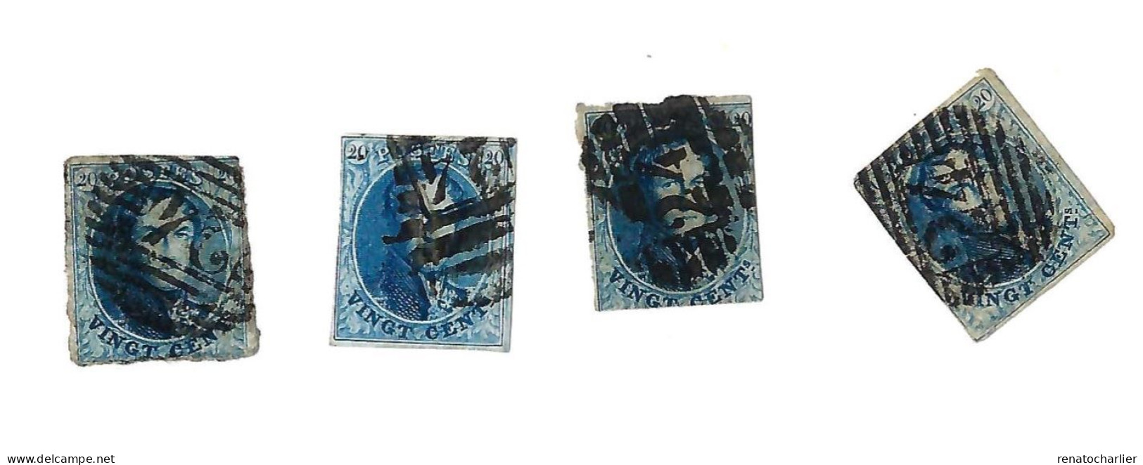 Oblitération "24" Sur 20 Centimes.4 Exemplaires. - 1858-1862 Medallions (9/12)
