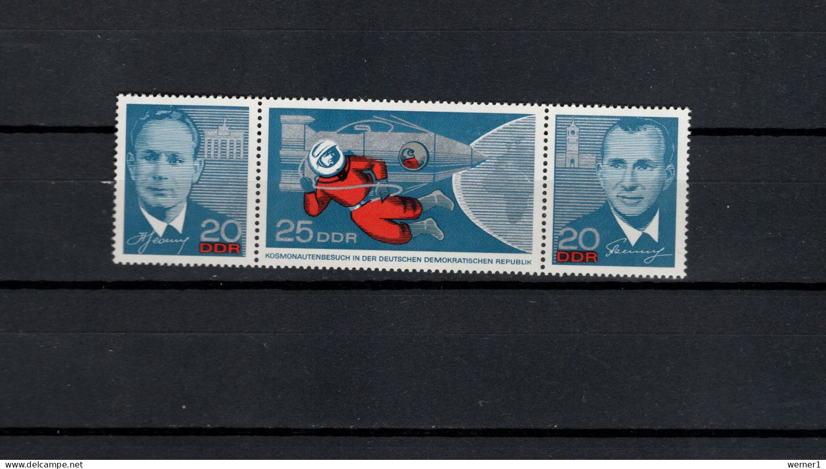 DDR 1965 Space, Visti Of Sovjet Cosmonauts Strip Of 3 MNH - Europa