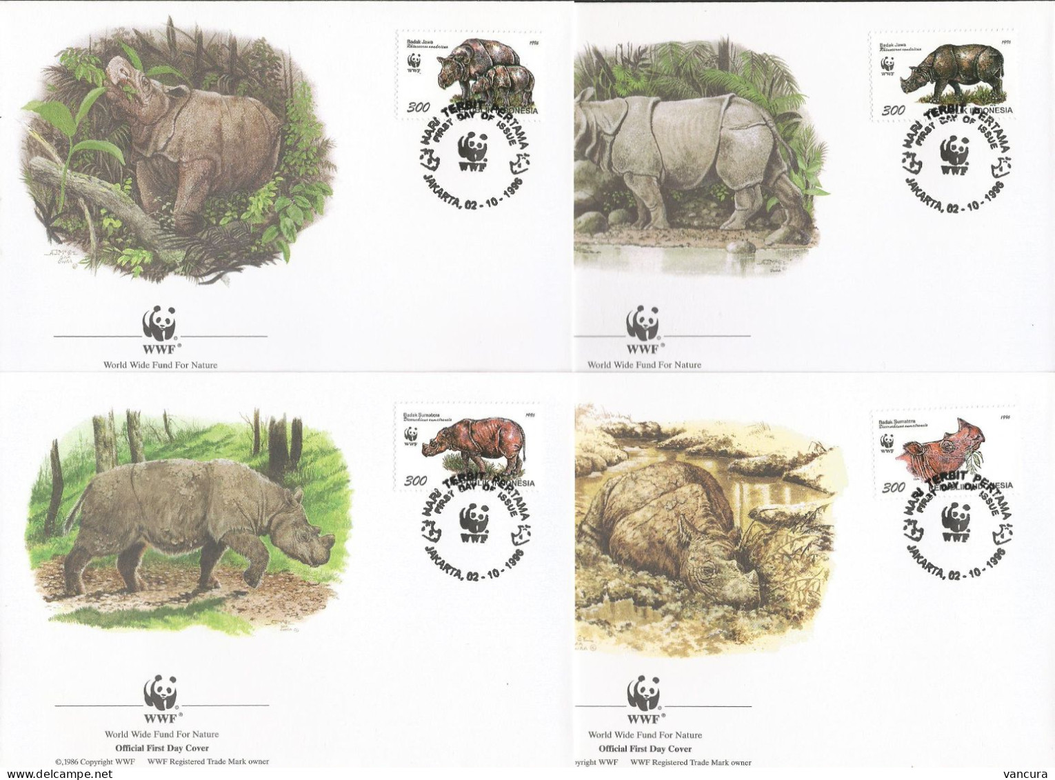 FDC Indonesia/WWF Protected Rhino 1996 - Rinocerontes