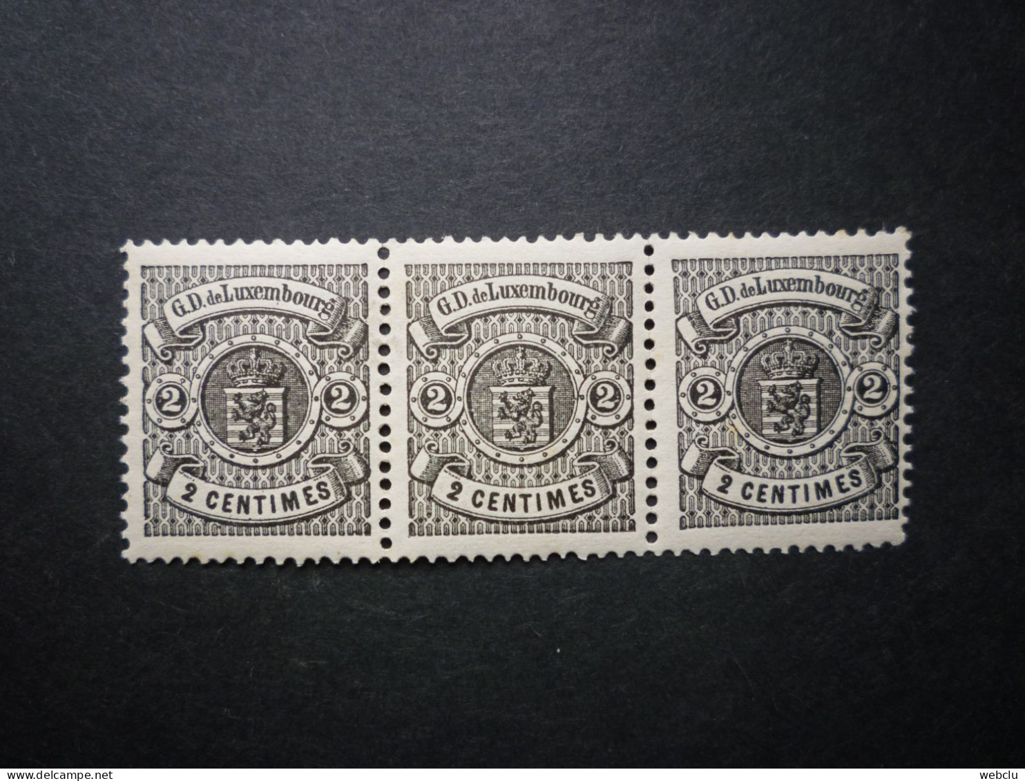 Luxemburg Luxembourg Armoiries 1880 Mi 38A **, Originalgummi, Im 3er-Streifen, RARR!! - 1859-1880 Wappen & Heraldik