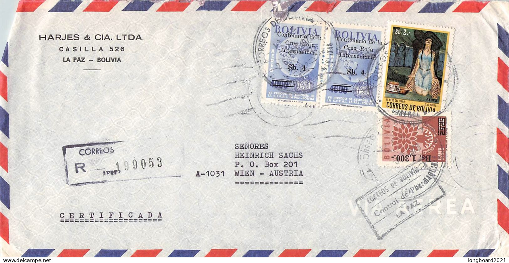 BOLIVIA - AIR MAIL 1972 LA PAZ - WIEN/AT / 6244 - Bolivië